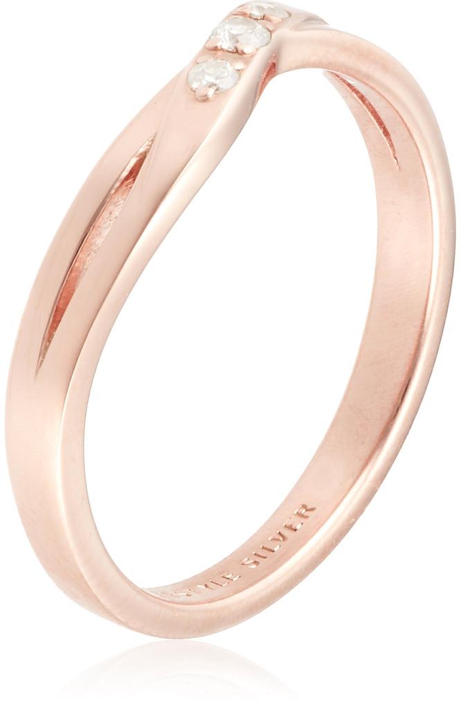 FREE STYLE Triple Stone Crossing Silver Ring (Pink Gold Plated) FSR927-PG, Japanese Size 13