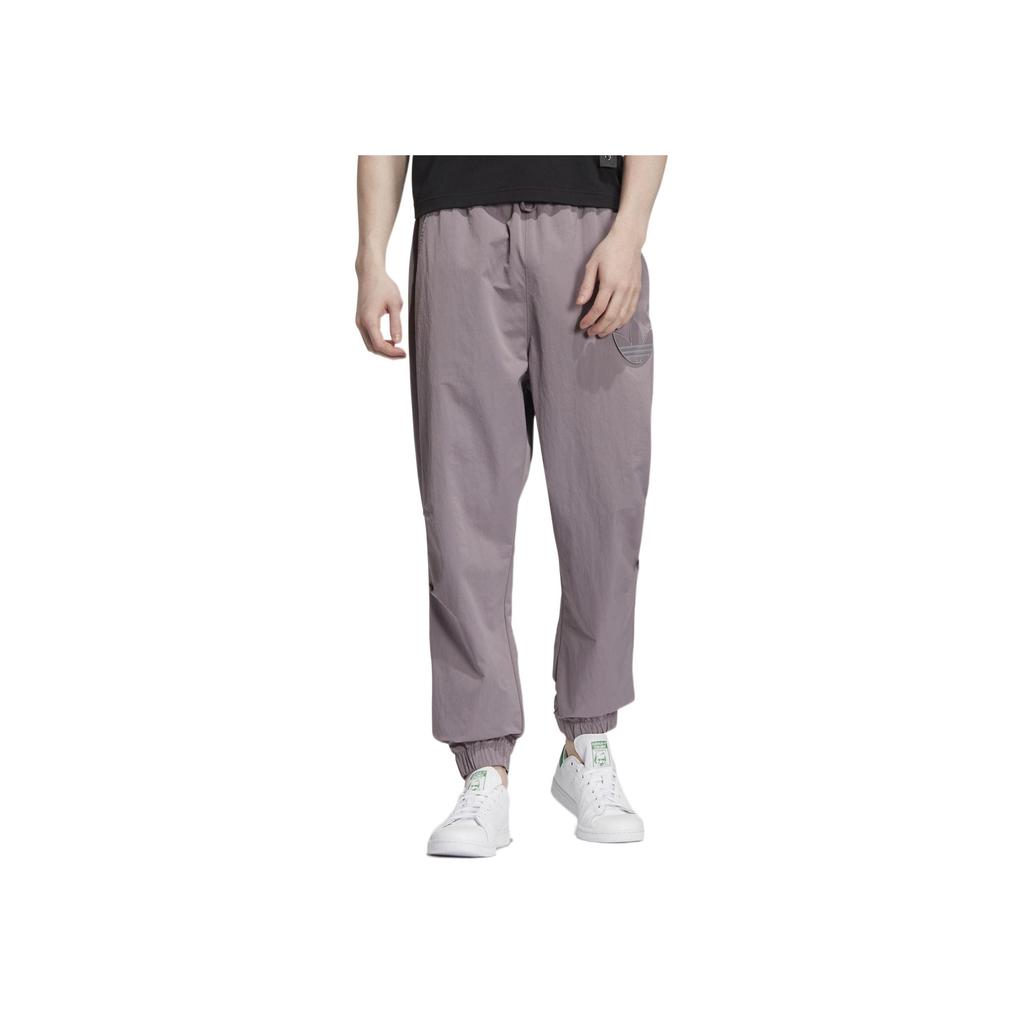 adidas Originals Adicolor Logo Embroidered Solid Color Elastic Waist Sweatpants Men Bottoms Purple HS2003