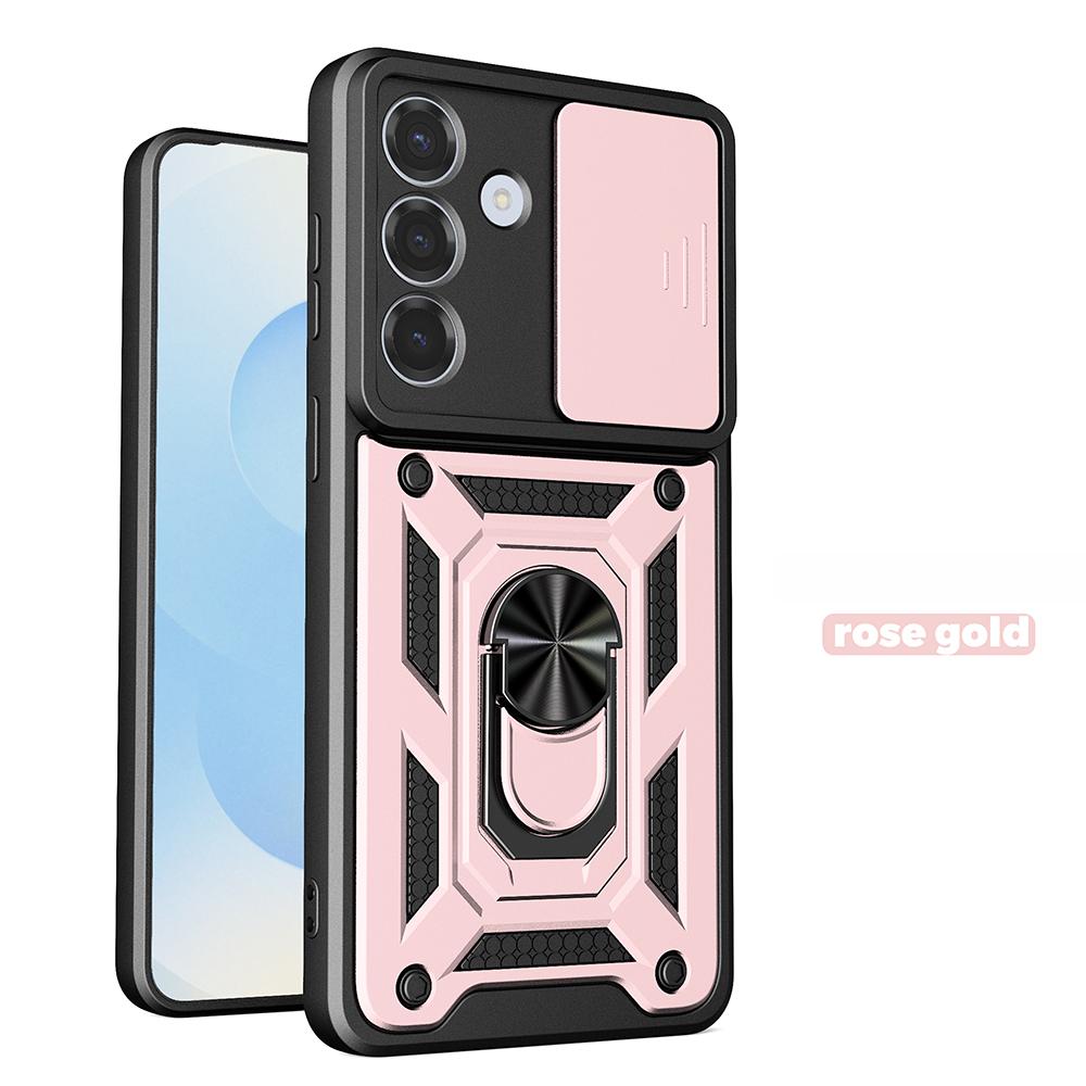 Lens Slide Camera Protect Armor Case For Samsung Galaxy S26 Ultra S2 Edge S24 S23 S22 Plus Phone Case Ring Holder Stand Cover