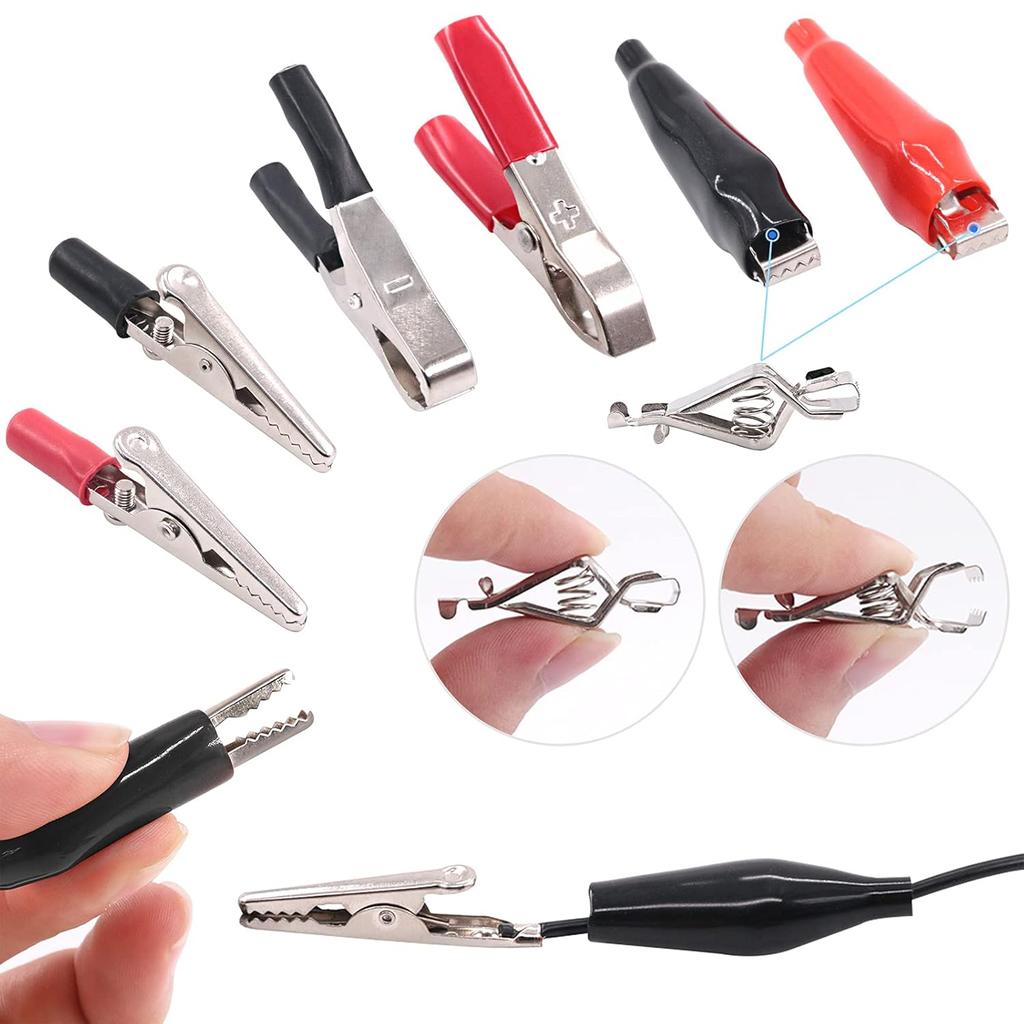 Glarks 108Pcs 35/45/53mm Red and Black Metal Alligator Clips Crocodile Electrical Test Clamps and 5A 15A 30A Charging Clips Assortment Kit for