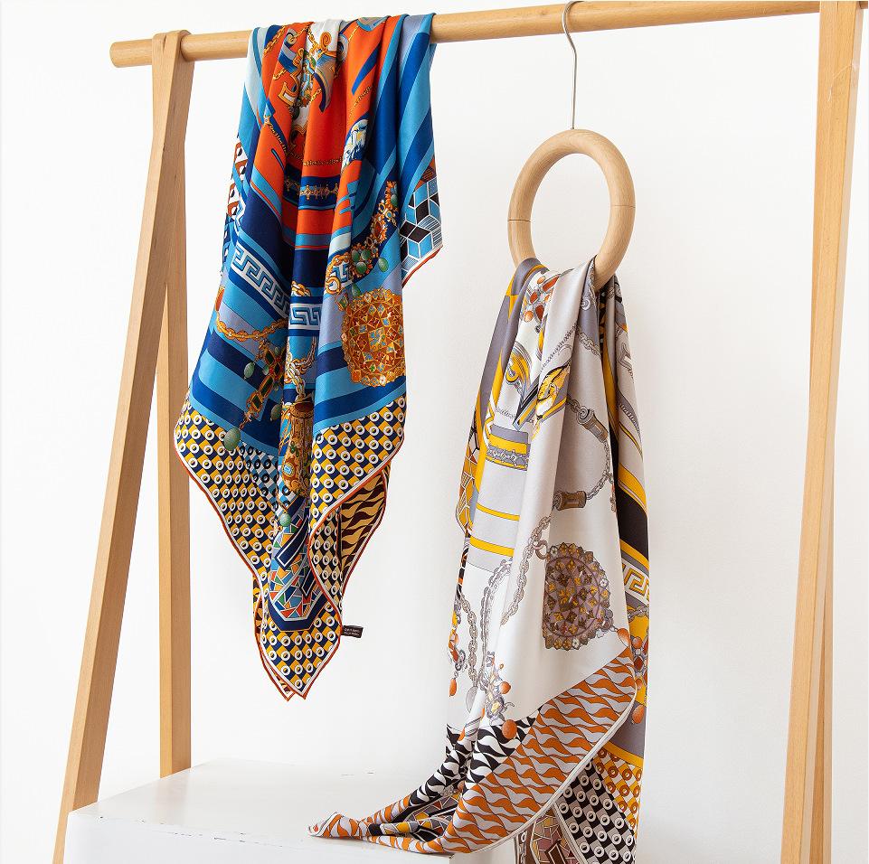 100% mulberry silk silk scarf women's  spring and summer double-sided printed silk scarf shawl