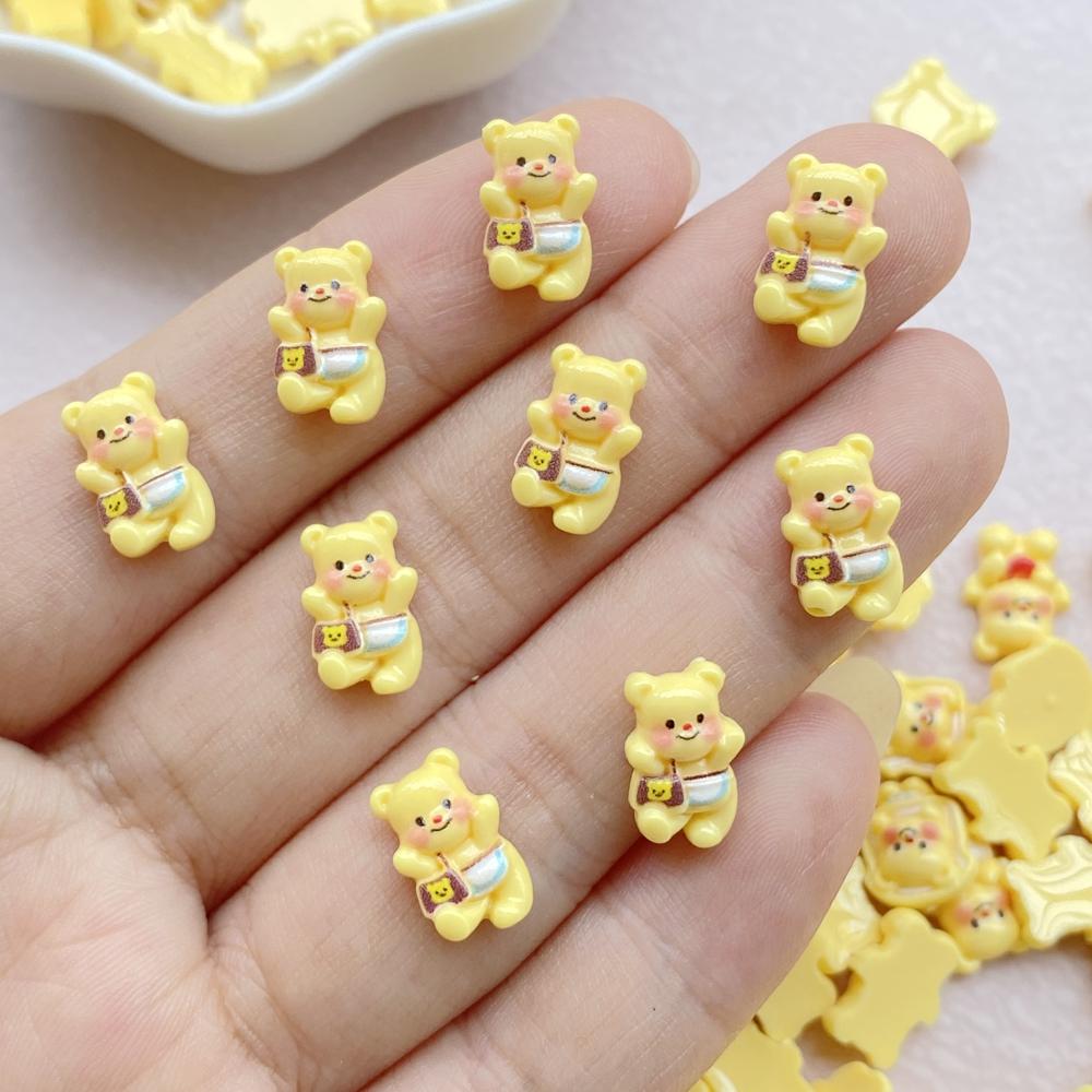 50Pcs Cute Mini Cartoon Bear Nail Art Resin Designer Charms DIY Craft For Nail 3D Decorations Jewelry
