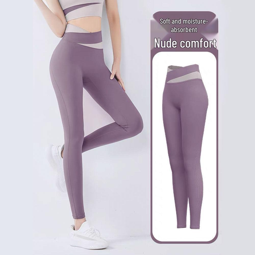 

Женские леггинсы для йоги с цветными блоками и высокой талией - Облегающий крой, эффект персиковых ягодиц и контроль живота Large