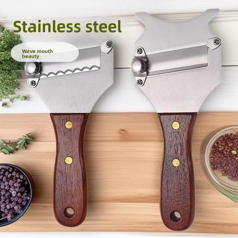 Modern Stainless Steel Truffle Slicer With Wooden Handle Multifunction Cheese And Chocolate Cutter For Gourmet Cooking