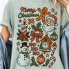 Vintage Christmas Comfort Colors® T-Shirt, Merry Christmas, Retro Christmas Aesthetic, Women's Christmas Shirt, Santa Snowman Graphic Tee