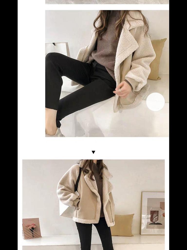 2024 Stylish Thick Lambskin Fur Coat - Versatile, Loose-Fit Deerskin Motorcycle Jacket