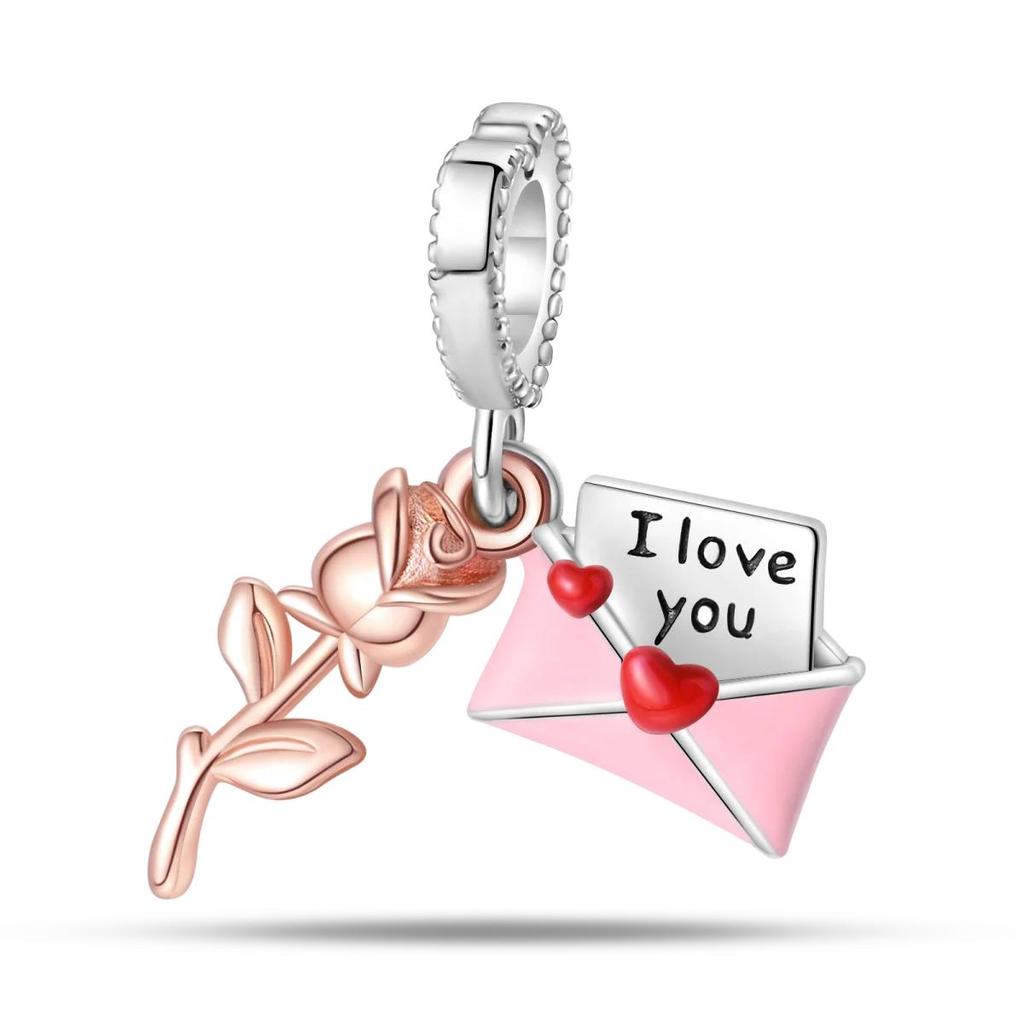Copper-Plated Romantic Couple Series Charms Fit 3Mm Snake Bone Bracelet Diy Bead Women Jewelry Birthday Gift New In