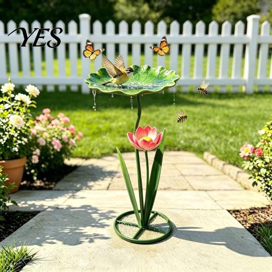 Decorative Butterfly Cup Metal Sunflower Bee Feeder, Lotus Leaf Cup, Outdoor Feeder Watering Station, Pollinators Bath Bowl for Garden Yard Lawn Decor