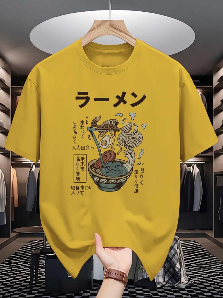 Unisex Crew Neck Tee Japanese Raunisex Vintage Graphic Print Soft Cotton Loose Breathable Short Sleeve Summer Casual Street Tops