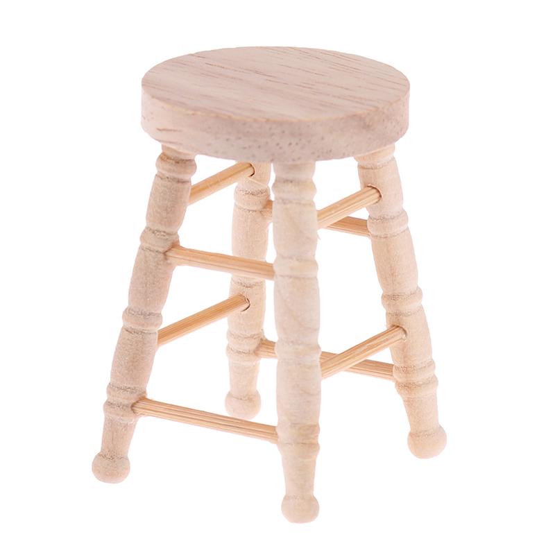 1Pcs Dollhouse Log Round Stool Mini Ornament