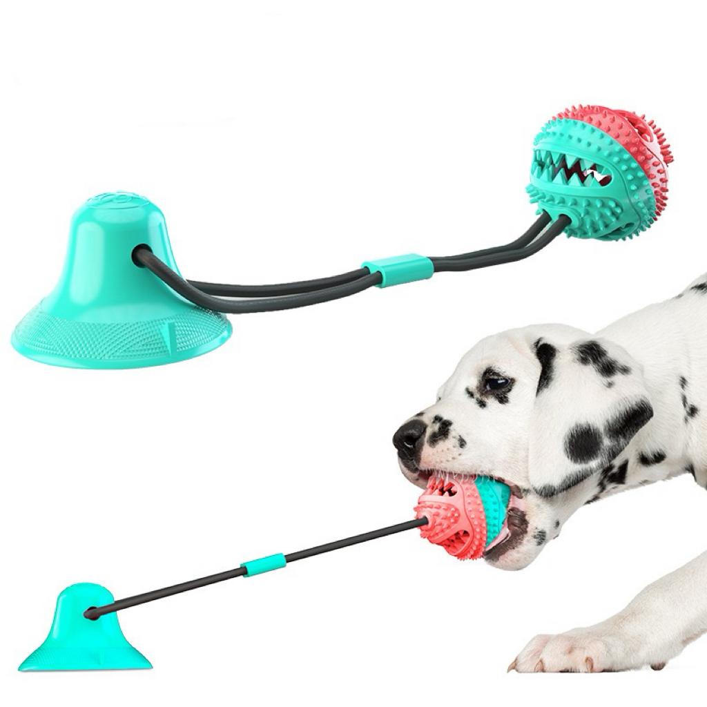 Manufacturer Eco-Friendly Interactive Fun Pet Molar Chew Bite Ball Suction Cup Elastic Rope TPR Dog Chew Toys Outdoor