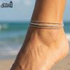 Effie Queen 925 Sterling Silver Dainty 2mm Tennis Anklet Beach Summer Layered Chain Foot Bracelet CZ Jewelry Accessories SA103