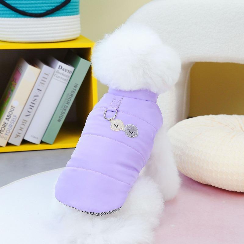 Dog Clothing Pet Clothing Winter and Autumn Cotton Coat Teddy Pet Cloth Winter Outfit New Style Warm Cotton Vest Blue Pet Parkas