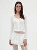 Elssibeui Lace-Trimmed Button Long-Sleeve Top_Ivory