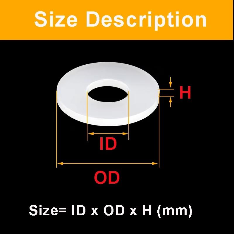 Weißer Ultra-dünner Weicher Silikon-Dichtring M2 M2.5 M2.7 M3 M4 M5 M6 M7 M8 M10 M12 Flachdichtung O-Ring Silikon-Dichtring Unterlegscheibe