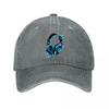 Neon Glow Gaming Headphones Music Audio Illustration Washed Baseball Cap Outdoor For Womens Unisex FeUnisex