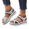 New sandals women's large size thick-soled color matching flat-soled Velcro daily casual beach sandals
