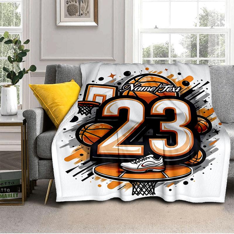 1PC Custom Name Basketball Legend Outdooor Flannel Blankets Throw Blanket All-Season Throw Gift Bedspread for Couch, Bed, Camping Holiday Birthday Gif