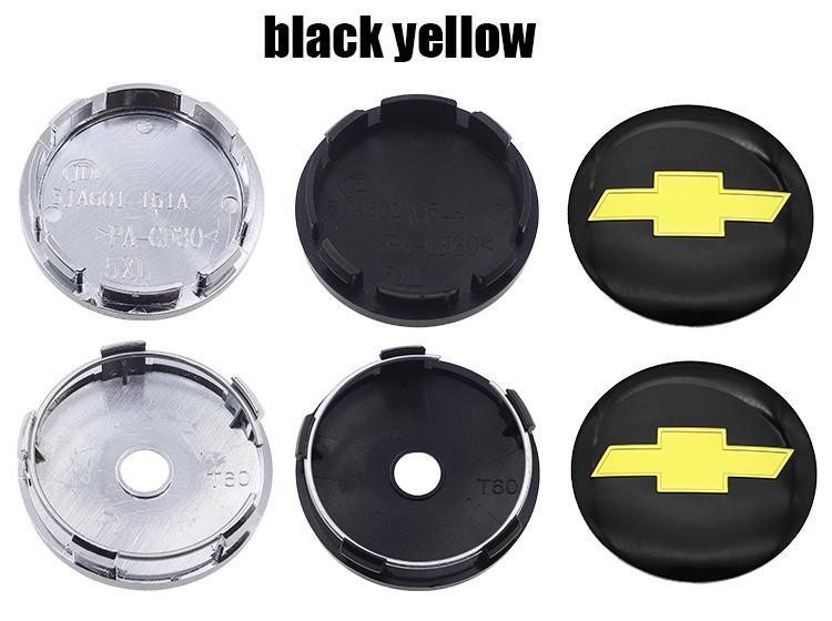 

4pcs 56mm 60mm Chevrolet logo car emblem Wheel Center Hub Cap auto Rim refit dust-proof badge covers sticker styling accessories 56mm black cap