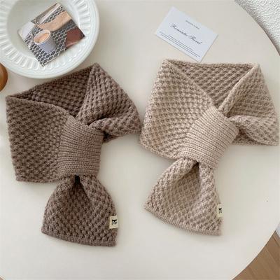 Knitted Woolen Small Scarf for Women In Autumn and Winter Korean Version Versatile Neck Gaiter Lazy Perforated Ear Scarf Warm Student Neck Scarf