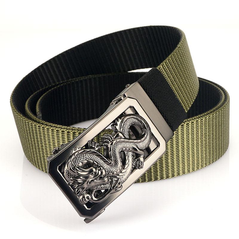 Nowy męski pasek dojazdowy z automatyczną klamrą nylonową, uniwersalny, dwuwarstwowy, gruby pasek do użytku na świeżym powietrzu