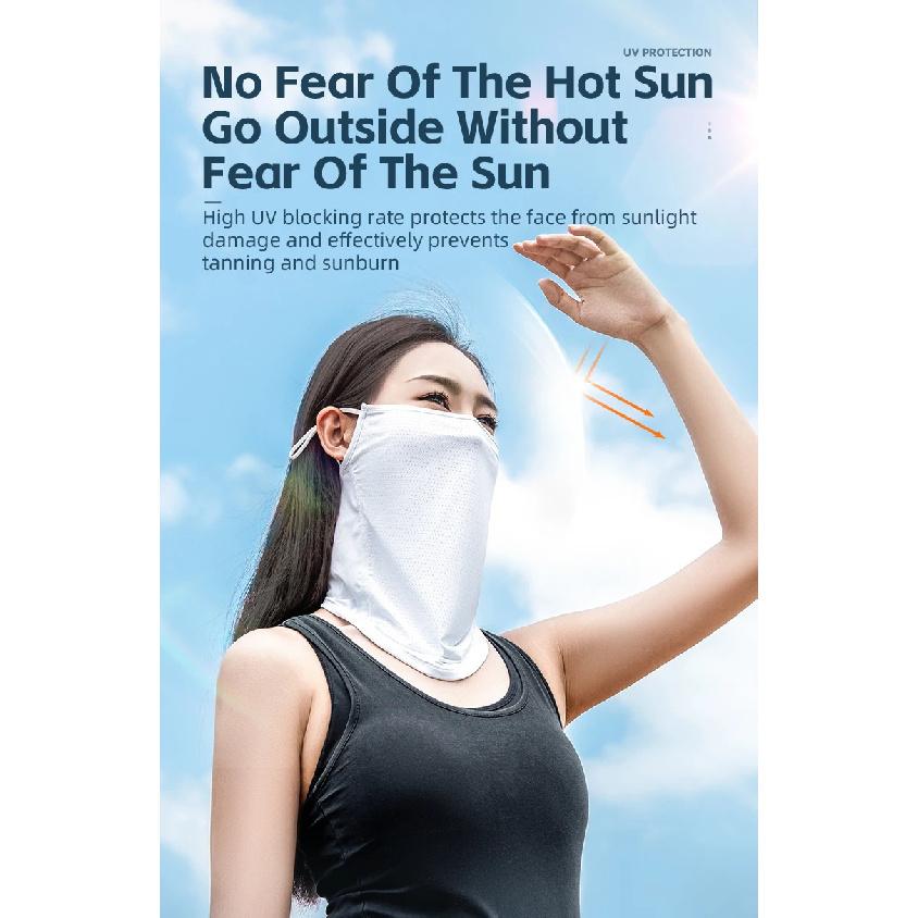 ROCKBROS Maschera Estiva in Seta Ghiacciata Protezione Solare Anti-UV Asciugatura Rapida Orecchie Regolabili Sciarpa Viso Traspirante Antipolvere Copricapo per Ciclismo