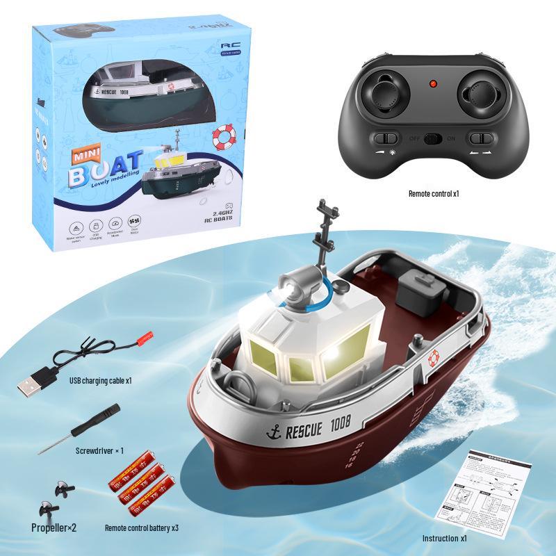 

2.4G Mini Remote Control Tugboat Toy for Kids - Rechargeable Water Boat Model