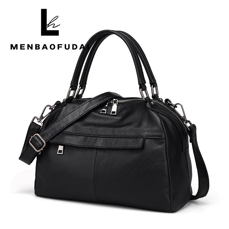 European & American Style Large Capacity Women's Soft Cowhide Handbag - Autumn/Winter Simple Fashion Shoulder Bag