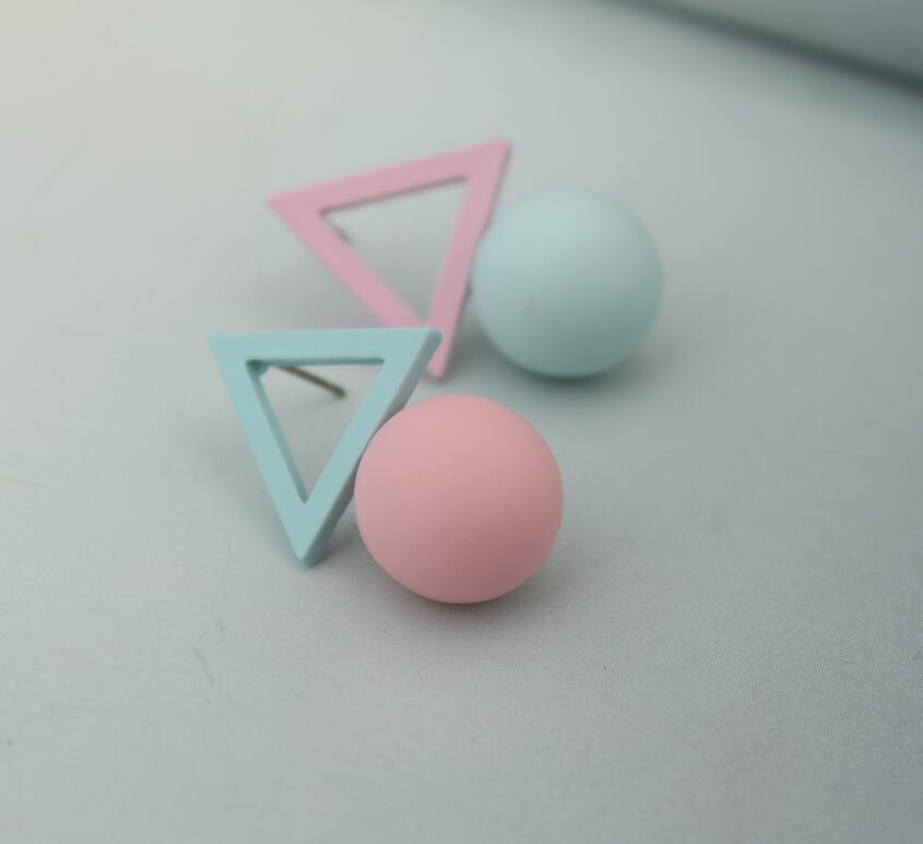 Asymmetry 1 Pair Triangle Different Candy Women's Earrings Korean Earrings Jewelry Crystal Earrings Brincos