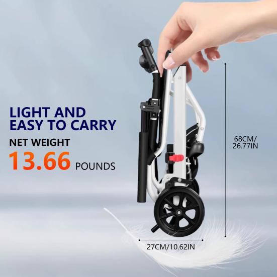 Tragbarer Transit-Reiserollstuhl Faltbare Transportrollstühle für Erwachsene und Senioren Unterstützt 180 lbs Schmale Türrahmen Rollstuhl