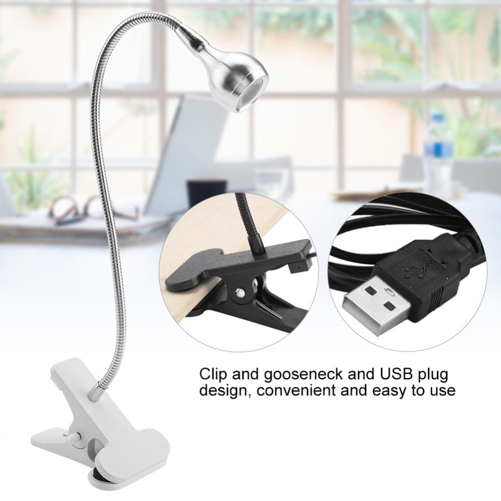 Adjustable Gooseneck USB LED Table Light With Clip LED Clip On Light Mini Desk Night Lamp  Study