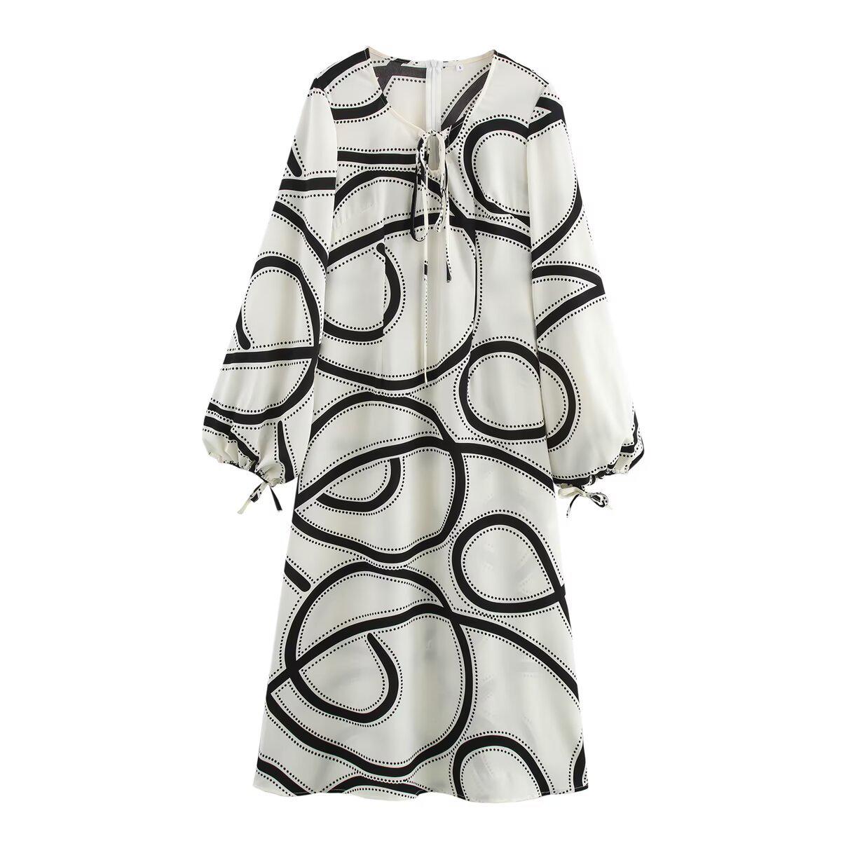 

Весна 2025 Женское платье в этническом стиле свободного кроя с длинным рукавом - Европейская и американская мода Medium