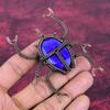 Faceted Blue Sapphire Pendant Copper Wire Wrapped Jewelry Gemstone Beetle Pendant