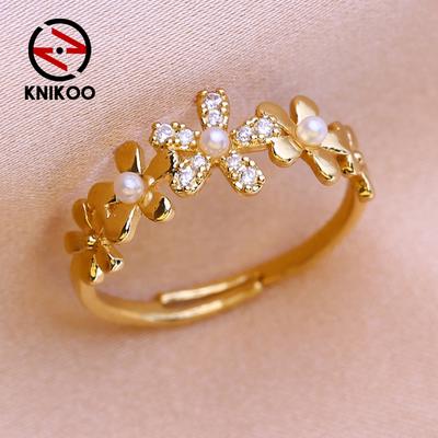 Flower Rings For Women Cubic Zirconia Fashion Rings Jewelry For Adjustable Ring Party Gifts