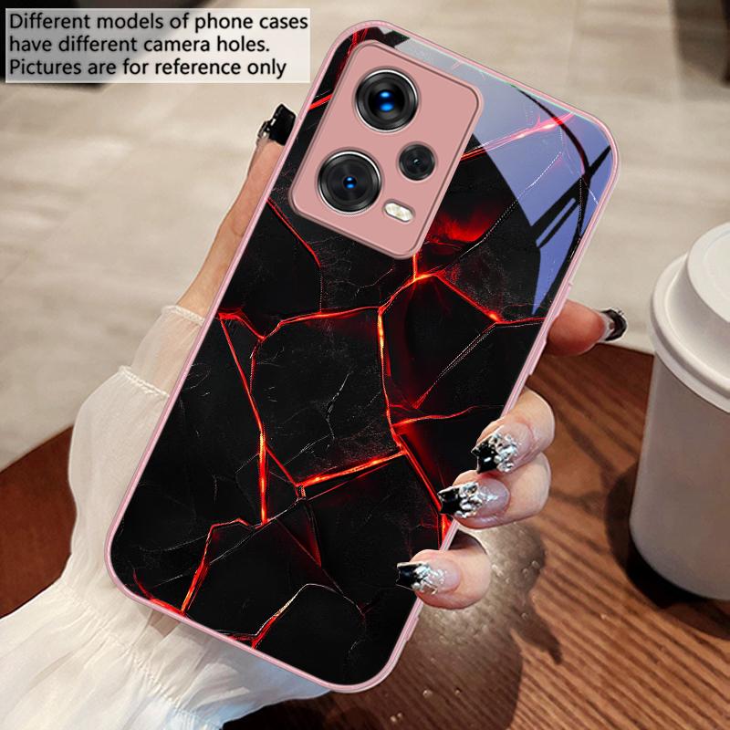 Padrão de textura de lava vermelha Para Xiaomi 14 Ultra 13 Lite Redmi Note 13 11 Pro 12 Plus Poco X6 3 Pro F4 6 GT Capa de Celular de Vidro Temperado