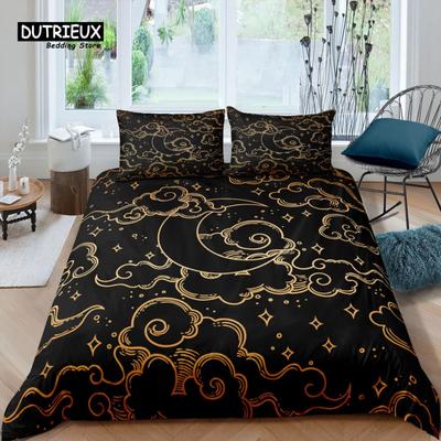 Linge de maison Luxe 3d Nuage Doré Ensemble de Literie Housse de Couette Taie d'Oreiller Ensemble de Literie pour Enfants Taille Queen et King EU/US/AU/UK