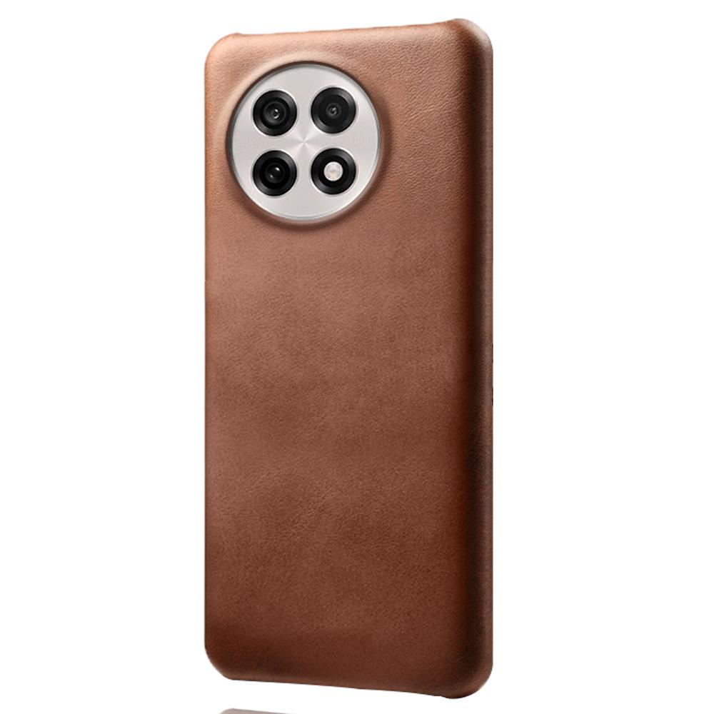 

Phone Case for OnePlus 13R 5G/Ace 5 5G/Ace 5 Pro 5G Calf Texture PU Leather Hard PC Protective Phone Cover Brown
