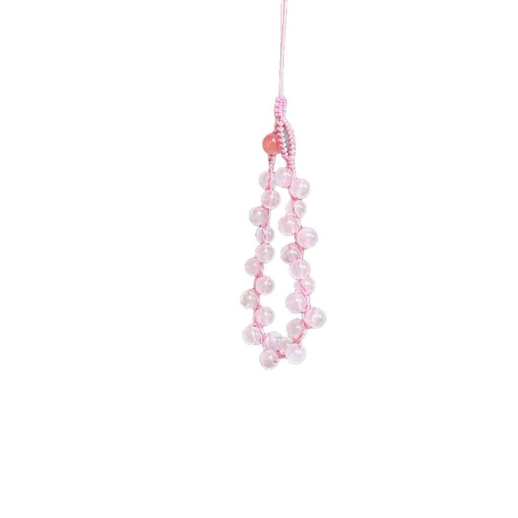 Hand-Woven Pink Crystal Grape Bracelet, Adjustable Size, Fresh Design
