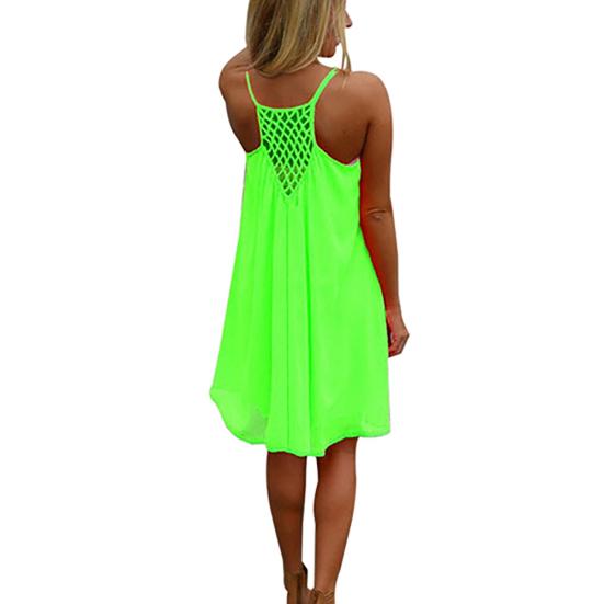 Sexy Women's Summer Casual Sleeveless Strap Backless Beach Dress for Evening Party