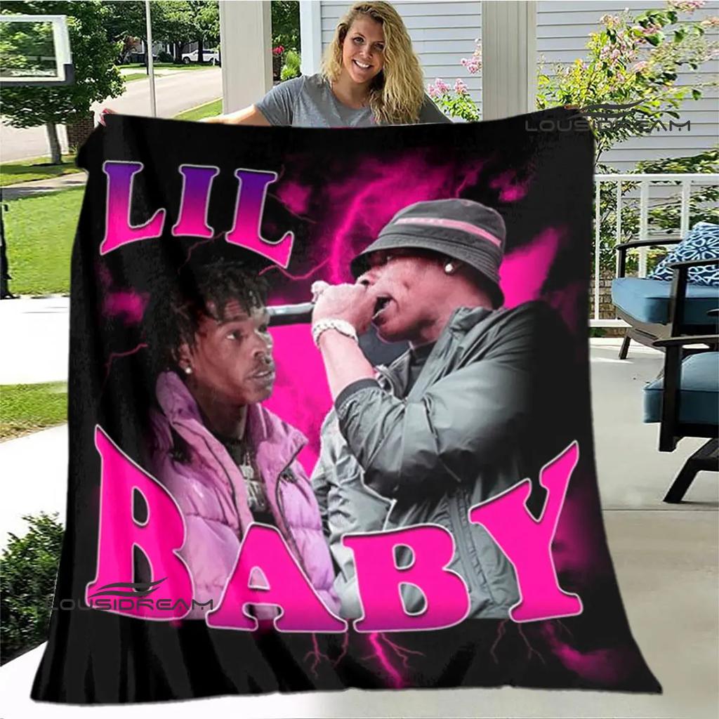 Hip -hop Singer Lil Baby Printing Blanket Children's Warm Blanket T Flange Blanket Home Travel Blanket Bed Linings Birthday Gift