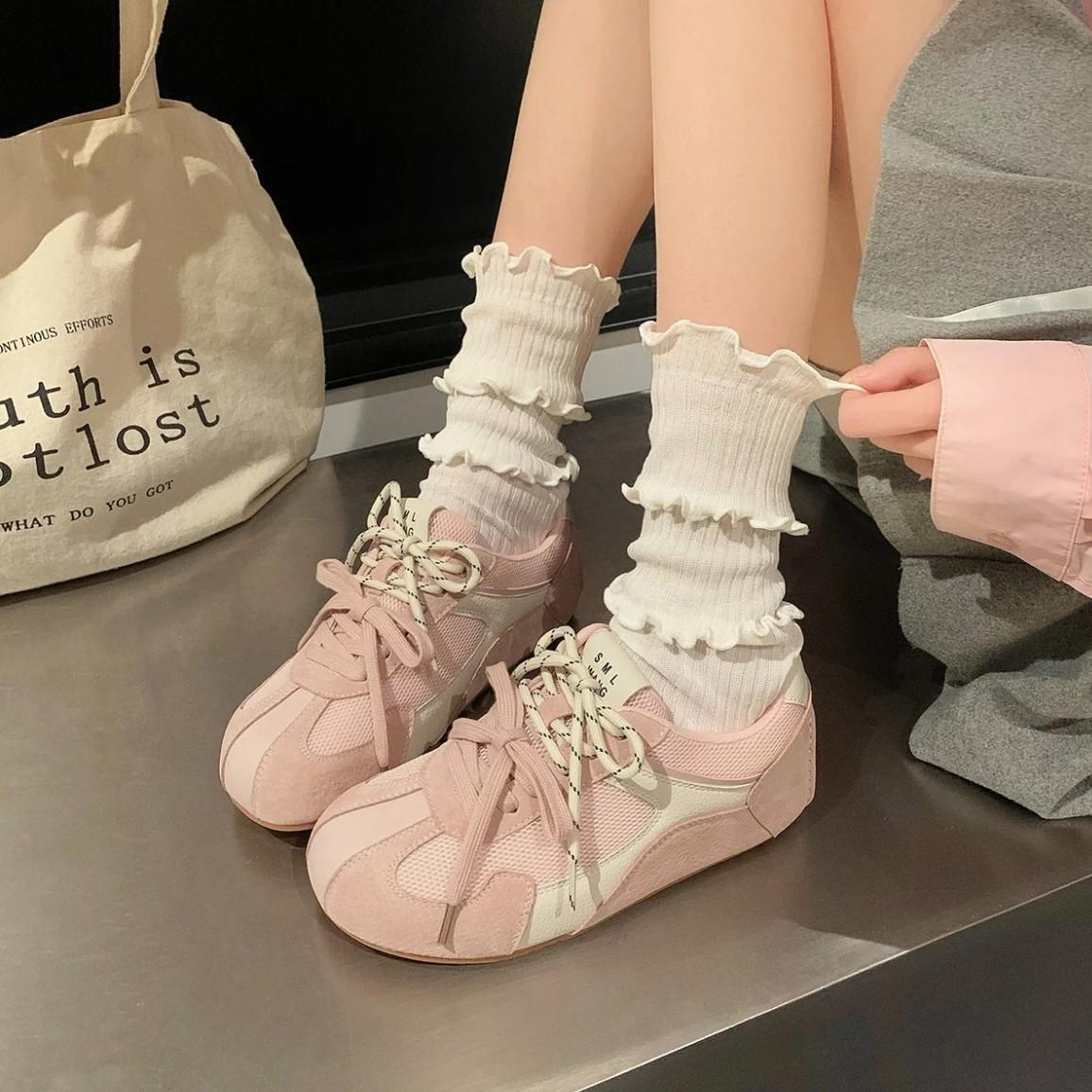 

Fashion Running Shoes Comfortable Lace Up Platform Sports Casual Women s Fashion Sneakers 35 розовый