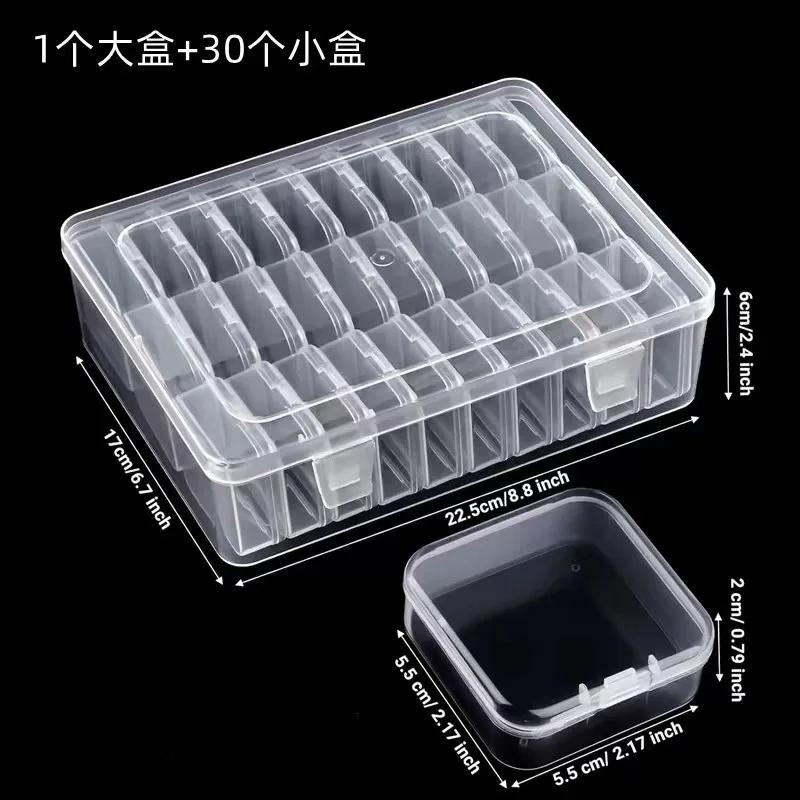 Durable Plastic Storage Box, 14/30 Compartments and Small Container - Transparent Jewelry and Small Item Organizer  Plastic Box