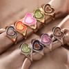 iF ME Trendy Heart Shape Rings for Women Exquisite Colorful Green Glossy Metal Rings Wholesale Jewelry