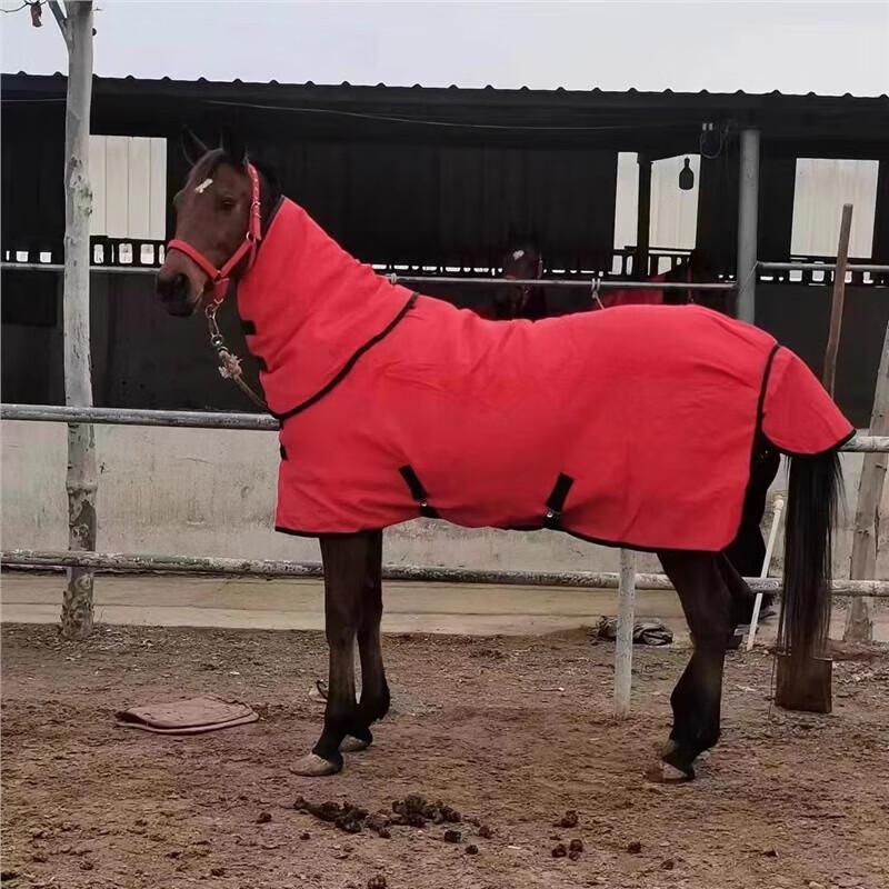 Junxian Winter Thickened Horse Blanket with Neck Cover 135cm красный