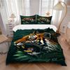 3pcs Tiger Print Bedding Set - 1 Duvet Cover + 2 Pillowcases(Core Not Included), Machine Washable Polyester Yy251216155