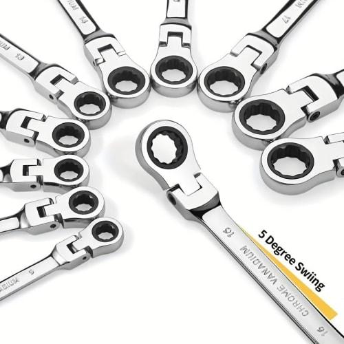 12-Piece Combination Wrench Set, 8mm-19mm, High-Carbon Steel, Mirror Finish, Dual-Use Head, Ratchet Spanner, for Automotive Repair and Maintenance, As