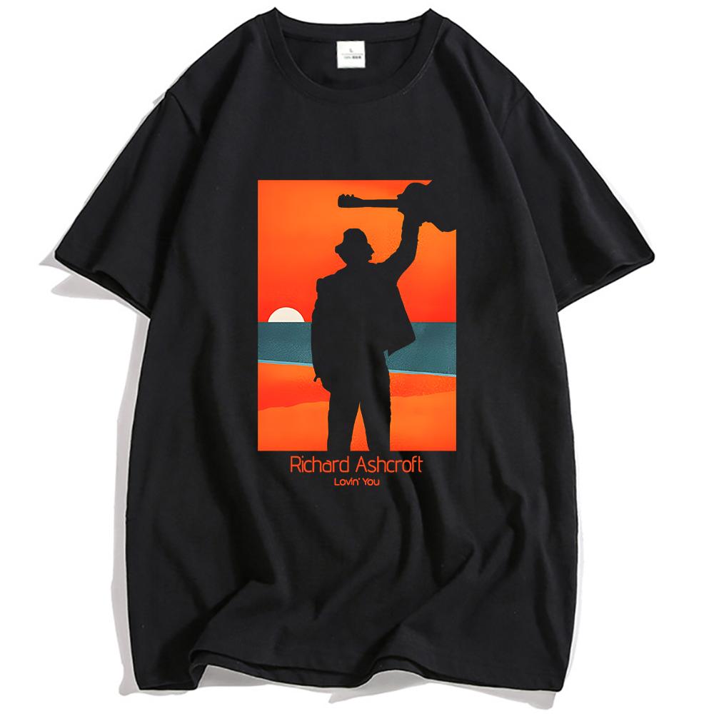 

РИЧАРД ЭШКРОФТ LOVIN YOU FRAME TEE Хлопковая футболка с коротким рукавом мужская с круглым вырезом хип-хоп унисекс уличная одежда с графическим принтом XS