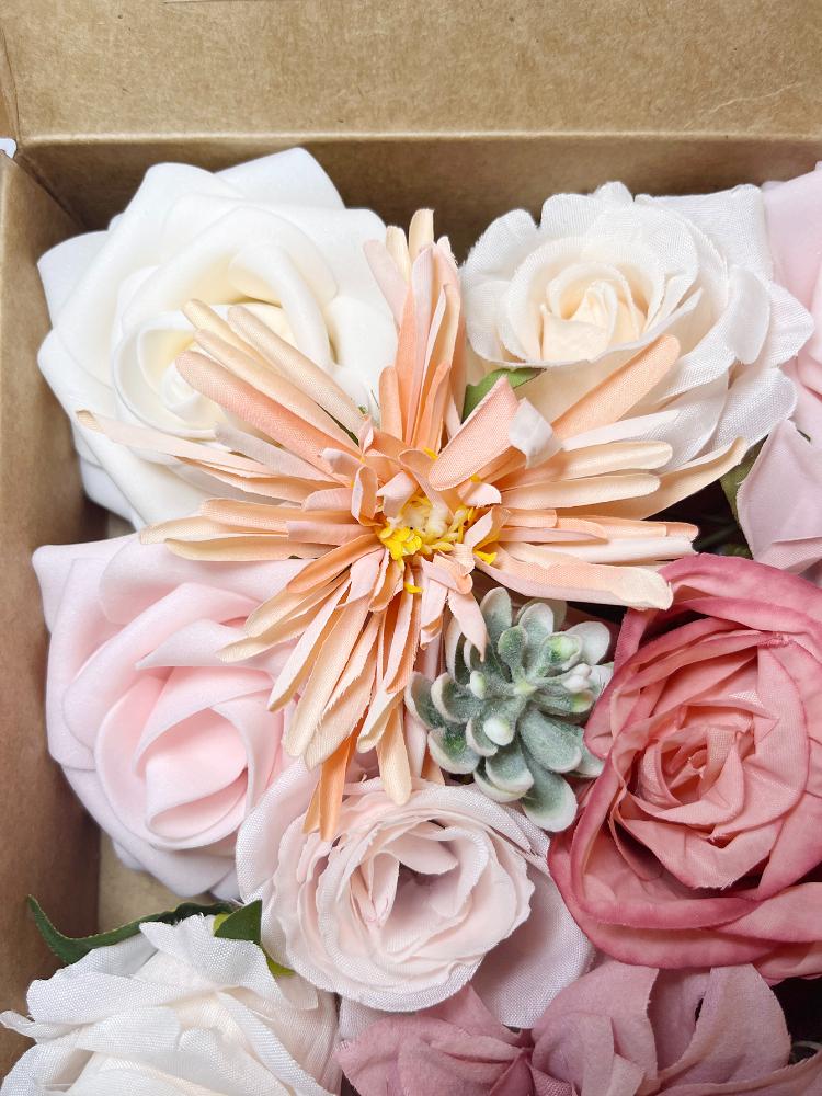 Faux Flowers Combo Artificial Flowers Box Set DIY Bouquets for Wedding Flowers with Leaves and Stems Handmade Floral Arrangements Bridal Home Decor