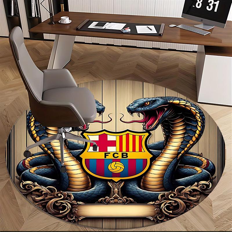 

FCB Snake Crest,Barcelona Crest with Snakes Chair mat Round Rug Office carpet, Machine Washable, Non slip, Suitable for Living Rooms, Bedrooms 150cm