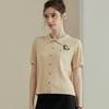 Snowforte Women's Embroidered Polo Collar Knitted Cardigan